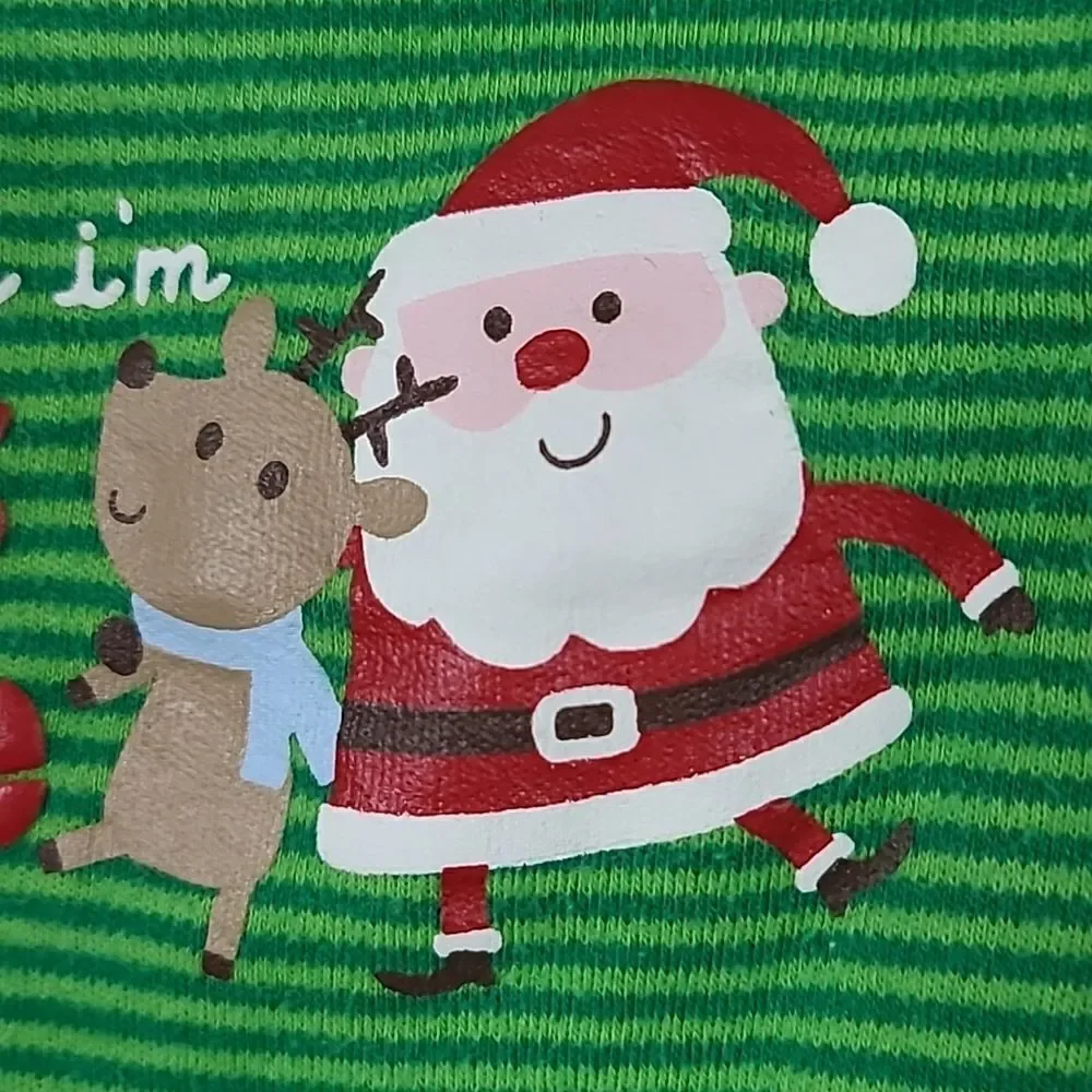 Carter's Santa's Favorite Baby Onesie Christmas Holiday Long Sleeve Stripe 6M